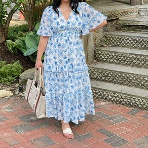 Aura Blue and White Dress
